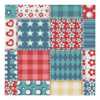 Quilt seamless pattern. Vintage patchwork backgrou Faux Canvas Print