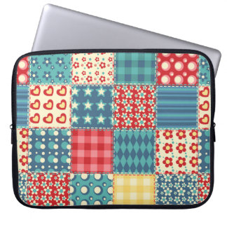 Quilt seamless pattern. Vintage patchwork backgrou Laptop Sleeve