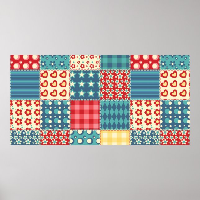 Quilt seamless pattern. Vintage patchwork backgrou Poster (Front)