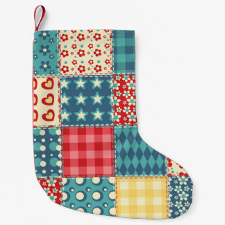 Quilt seamless pattern. Vintage patchwork backgrou Small Christmas Stocking