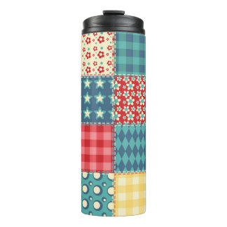 Quilt seamless pattern. Vintage patchwork backgrou Thermal Tumbler