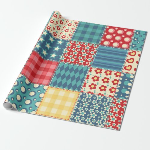 Quilt seamless pattern Vintage patchwork backgrou Wrapping Paper