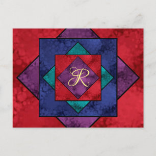 Quilt Square Monogram Postcard