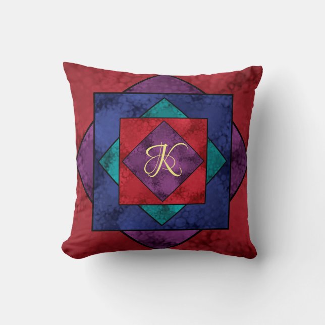Quilt Square Monogram Throw Pillow (Front)