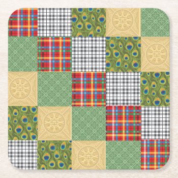 Quilt Squares Fun Faux Quilt Coaster by BabyDelights at Zazzle