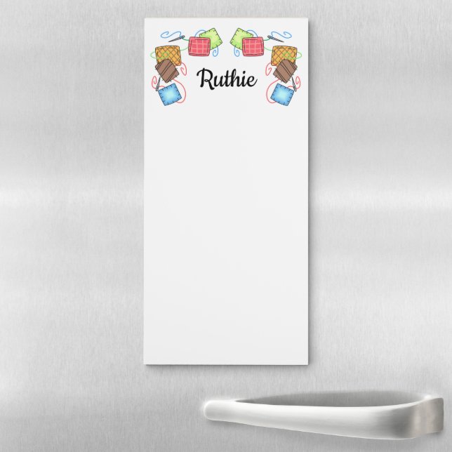 Quilt Squares With Your Name Magnetic Notepad (In Situ)