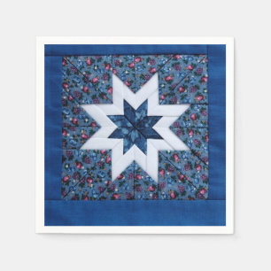 Quilt star blue paper napkins