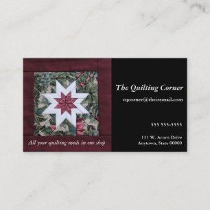 Quilt star maroon business card