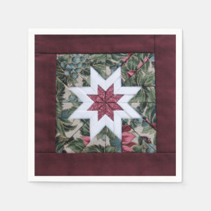 Quilt star maroon napkins