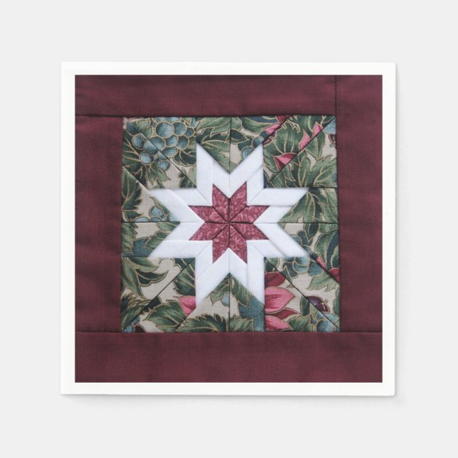 Quilt star maroon napkins (Front)