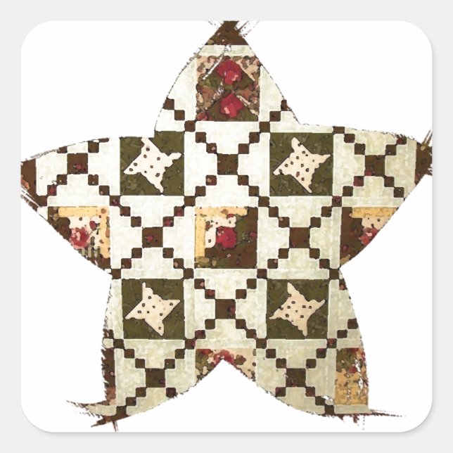 Quilt Star Square Sticker (Front)