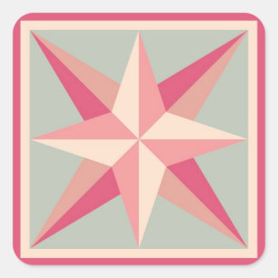 Quilt Stickers - Beveled Star (Pink/grey)