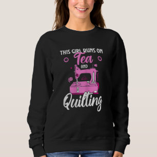 Quilt This Girl Runs On Books And Quilting Sewing Sweatshirt