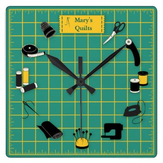 Quilt Time Customize the Label Square Wall Clock