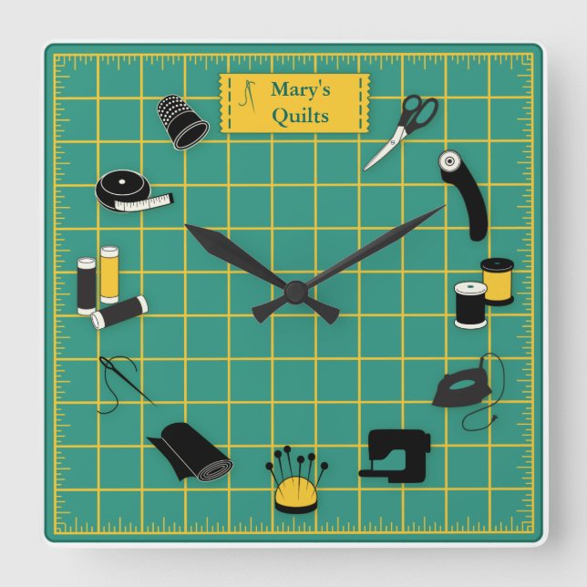 Quilt Time Customize the Label Square Wall Clock (Front)