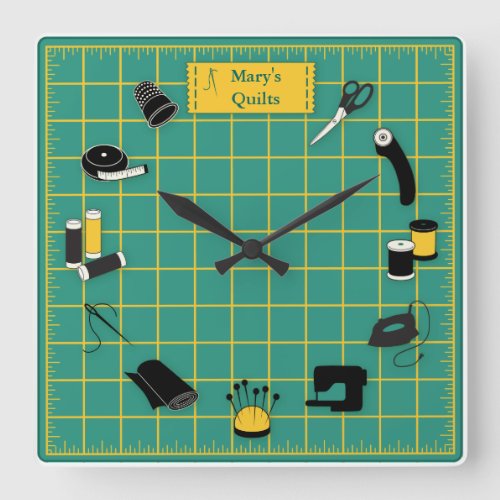 Quilt Time Customize the Label Square Wall Clock