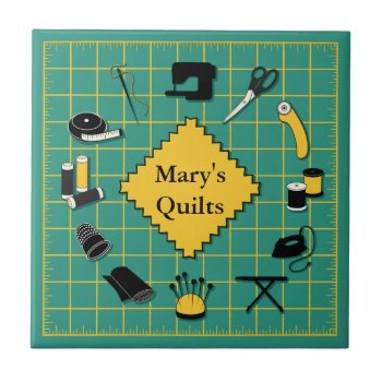 Quilt Time Customize The Label Tile by pomegranate_gallery at Zazzle