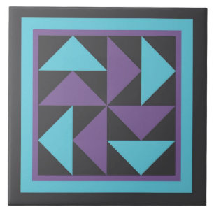 Quilt Trivet - Dutchman's Puzzle (purple/black)