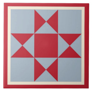 Quilt Trivet – Ohio Star (scarlet/grey)