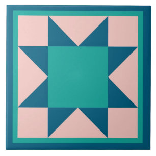 Quilt Trivet – Sawtooth Star (teal)