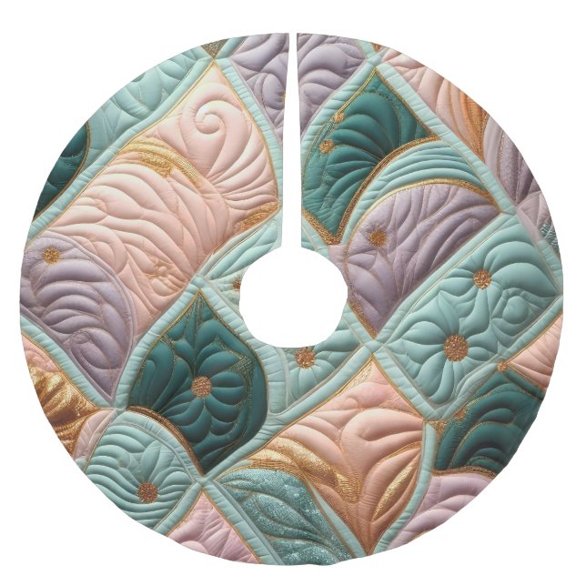 Quilted Abstract Design Brushed Polyester Tree Skirt (Front)