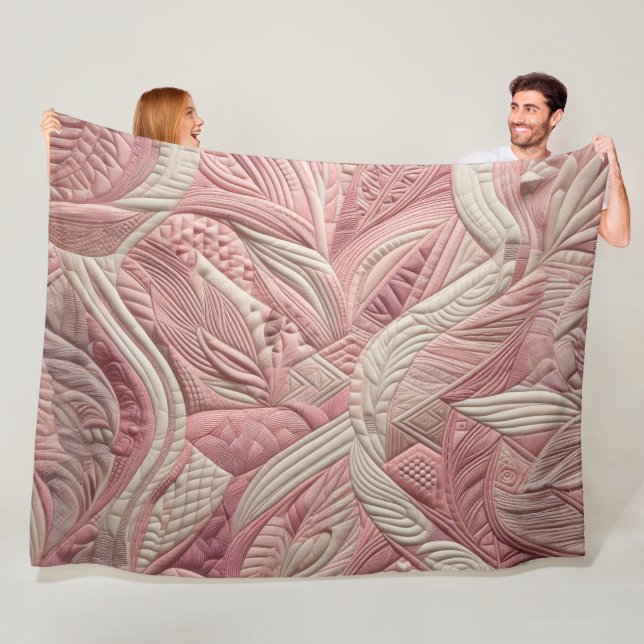 Quilted Abstract Design Fleece Blanket (In Situ)