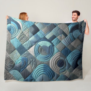 Quilted Abstract Design Fleece Blanket