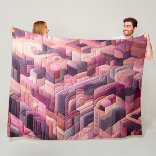 Quilted Abstract Design Fleece Blanket