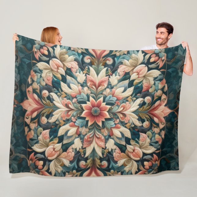 Quilted Abstract Design Fleece Blanket (In Situ)