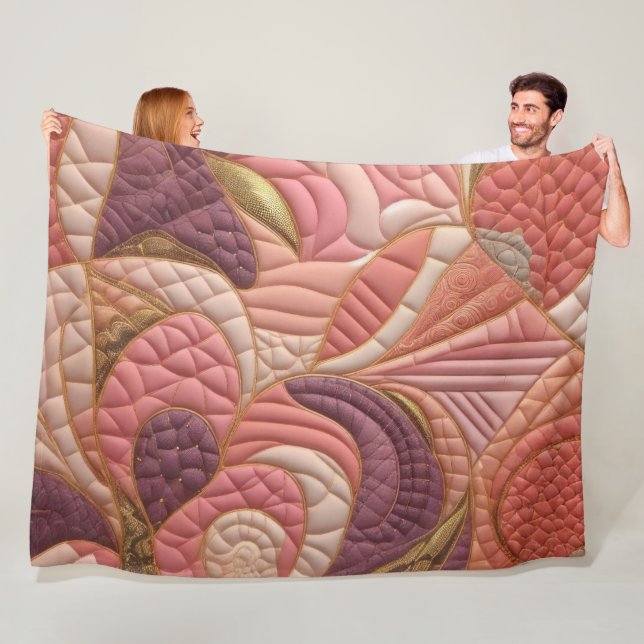 Quilted Abstract Design Fleece Blanket (In Situ)