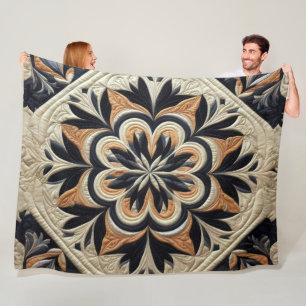 Quilted Abstract Design Fleece Blanket