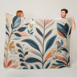 Quilted Abstract Design Fleece Blanket