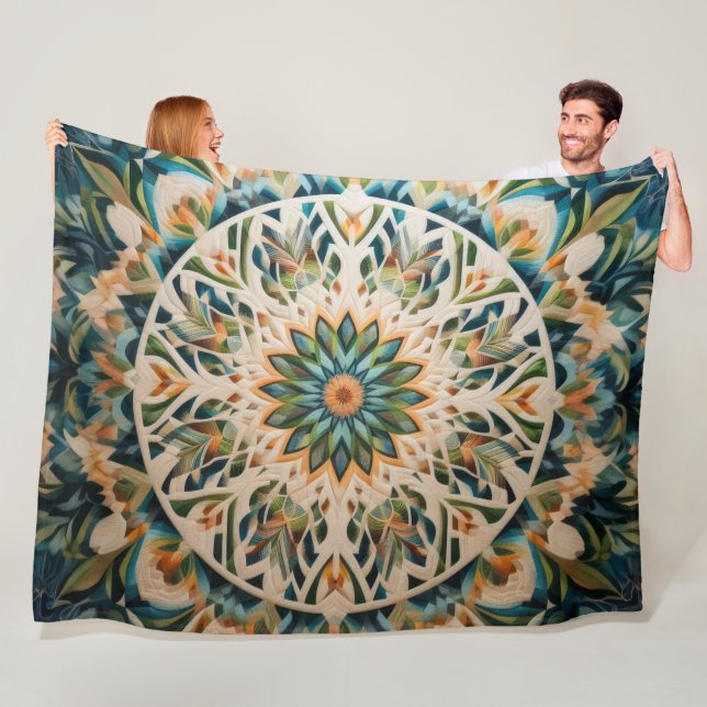 Quilted Abstract Design Fleece Blanket (In Situ)