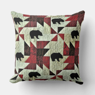 Quilted Black Bear Throw Pillow