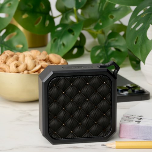 Quilted Black Leather with Gold Studs Bluetooth Speaker