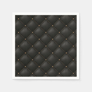 Quilted Black Leather with Gold Studs Napkins