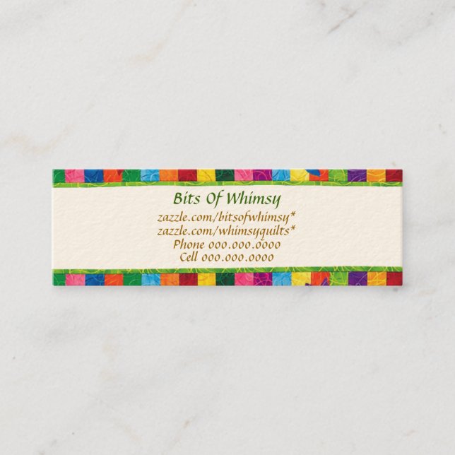 Quilted Business Cards! Mini Business Card (Front)