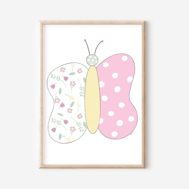 Quilted Butterfly Art Print on White Background (Creator Uploaded)