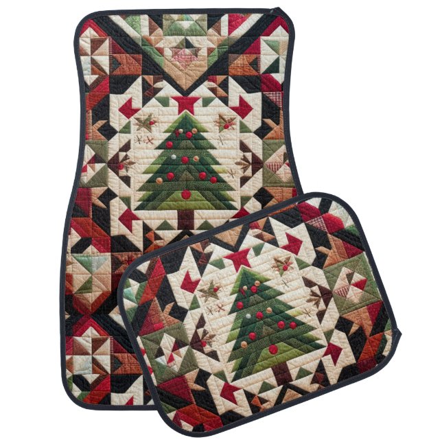 Quilted Christmas Design Car Floor Mat (Set)
