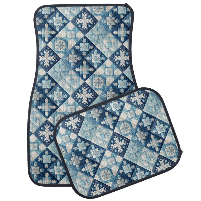 Quilted Christmas Design Car Floor Mat (Set)