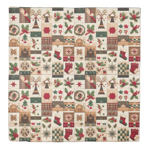 Quilted Christmas Design Duvet Cover