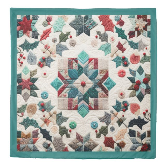 Quilted Christmas Design Duvet Cover (Back)