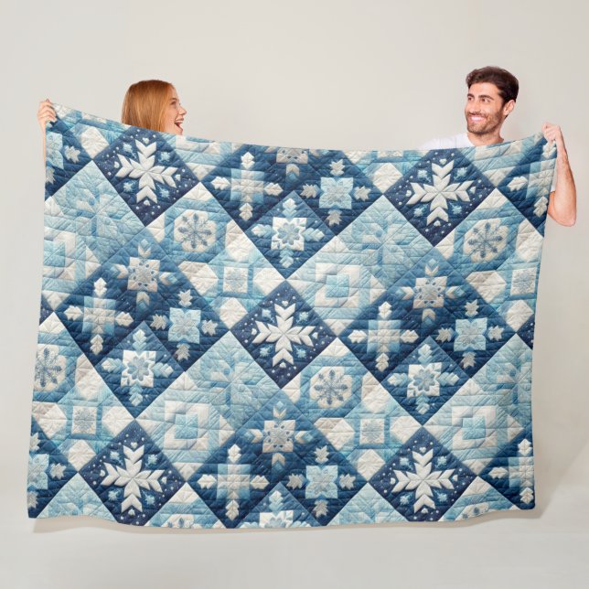 Quilted Christmas Design Fleece Blanket (In Situ)