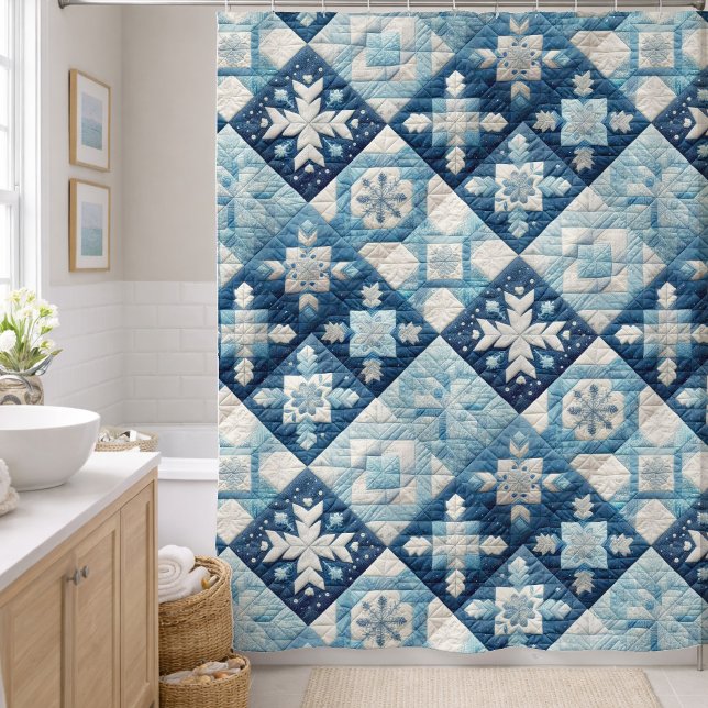 Quilted Christmas Design Shower Curtain (Creator Uploaded)
