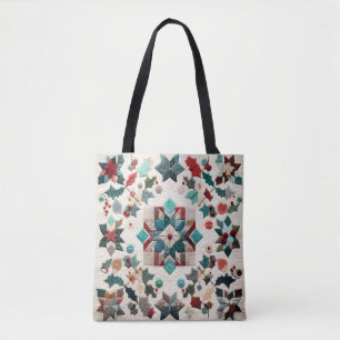 Quilted Christmas Design Tote Bag