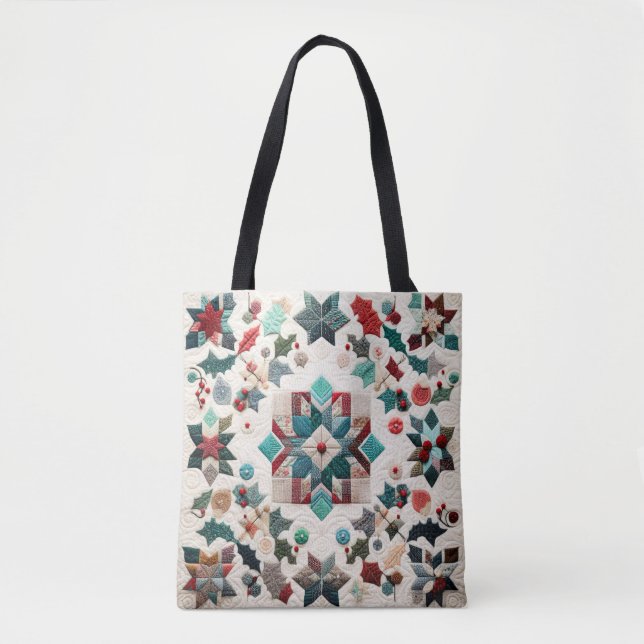 Quilted Christmas Design Tote Bag (Front)
