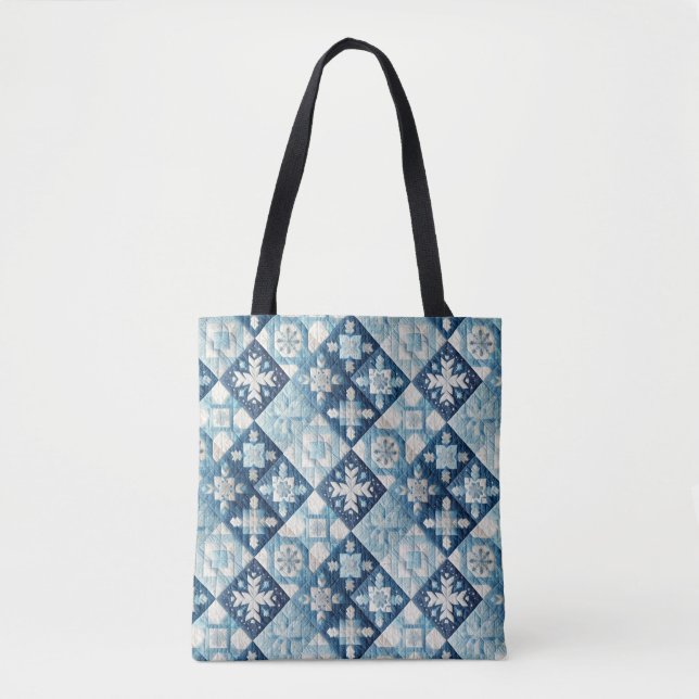 Quilted Christmas Design Tote Bag (Front)