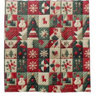 Quilted Christmas Designs Shower Curtain