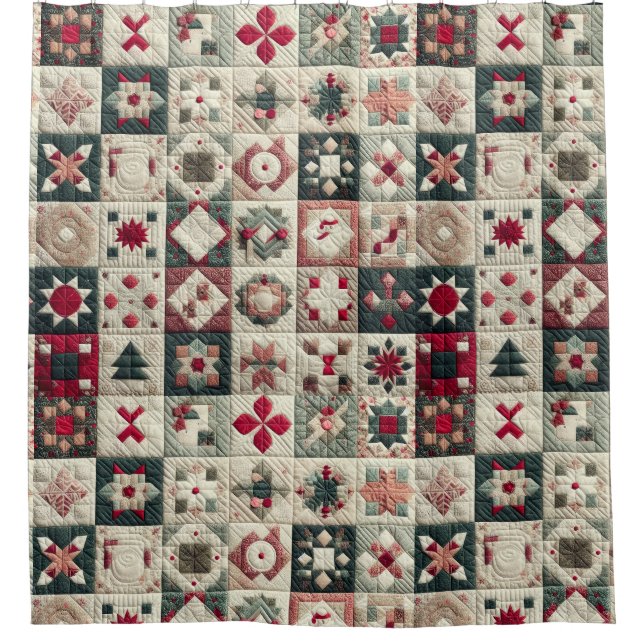 Quilted Christmas Designs Shower Curtain (Front)