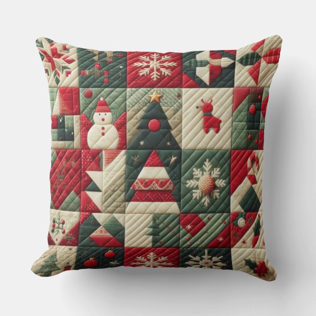 Quilted Christmas Designs  Throw Pillow (Front)